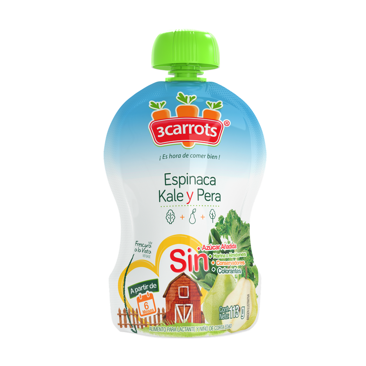 Espinaca, Kale y Pera. (Caja con 24 papillas)